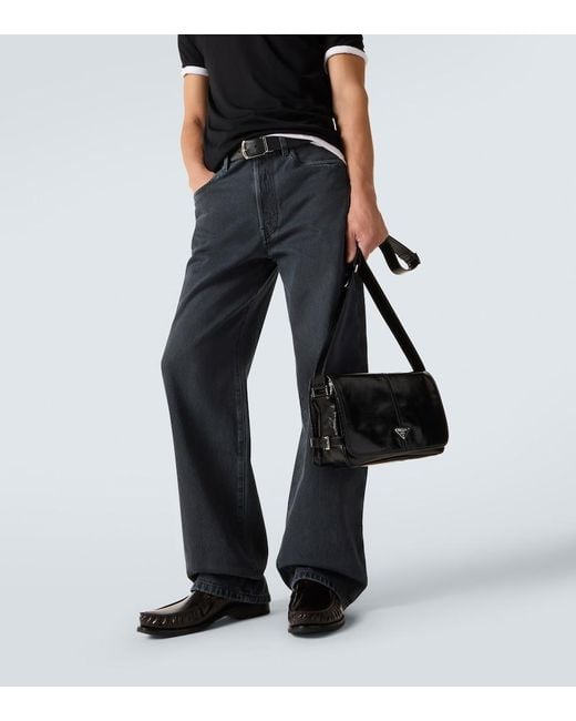 Prada Black Leather Shoulder Bag for men