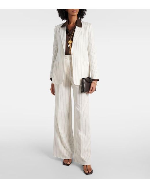 Blazer Jadi De Algodon Y Lino A Rayas Max Mara de color White