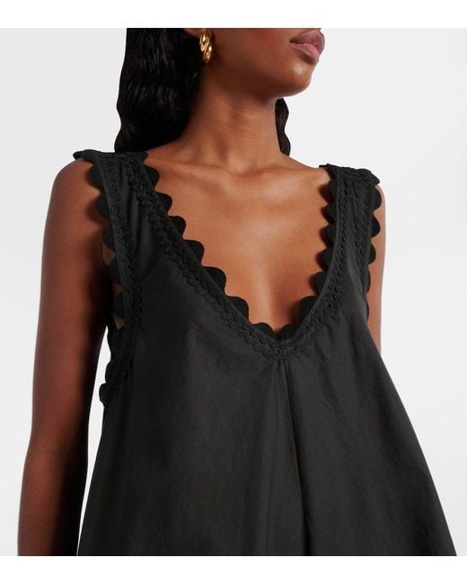 Juliet Dunn Black Embroidered Cotton Poplin Minidress