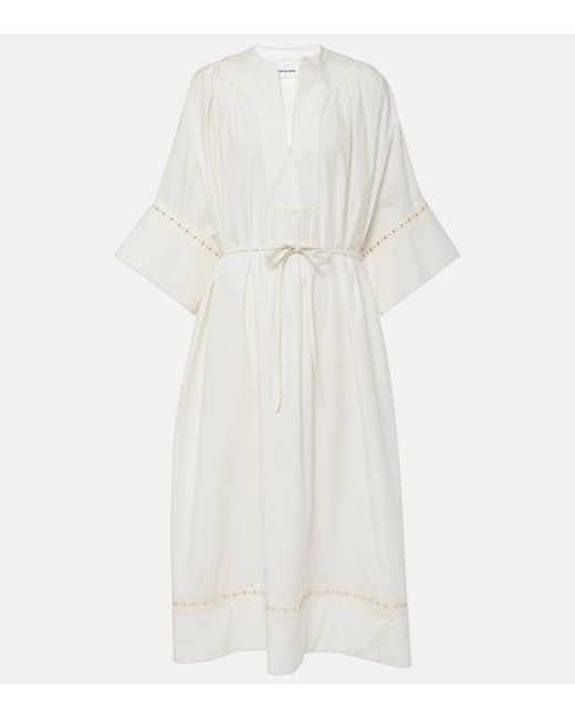 Yves Salomon White Belted Cotton-blend Maxi Dress