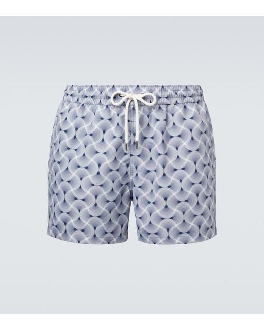 Frescobol Carioca Blue Rio Printed Swim Trunks for men