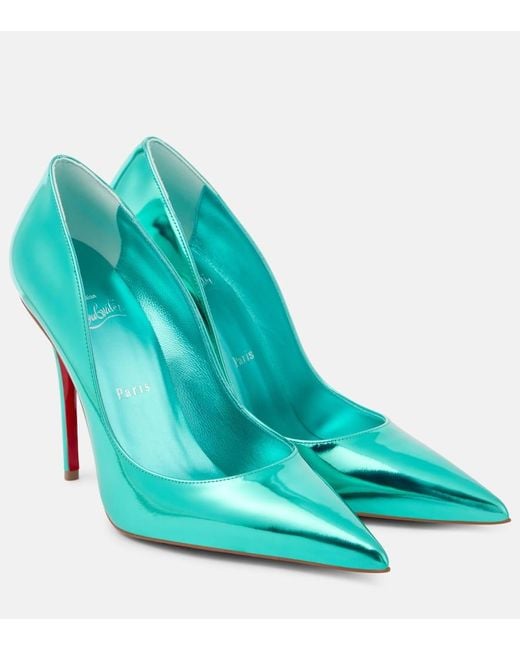 Christian Louboutin Blue Miss Z 100 Metallic Leather Pumps