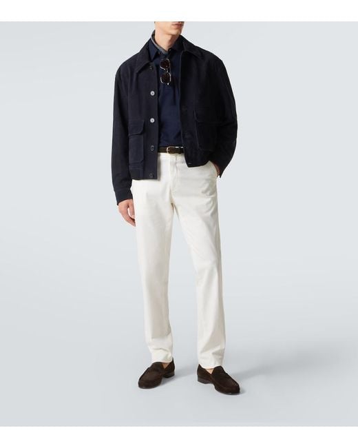 Ralph Lauren Blue Cotton And Cashmere Polo Shirt for men
