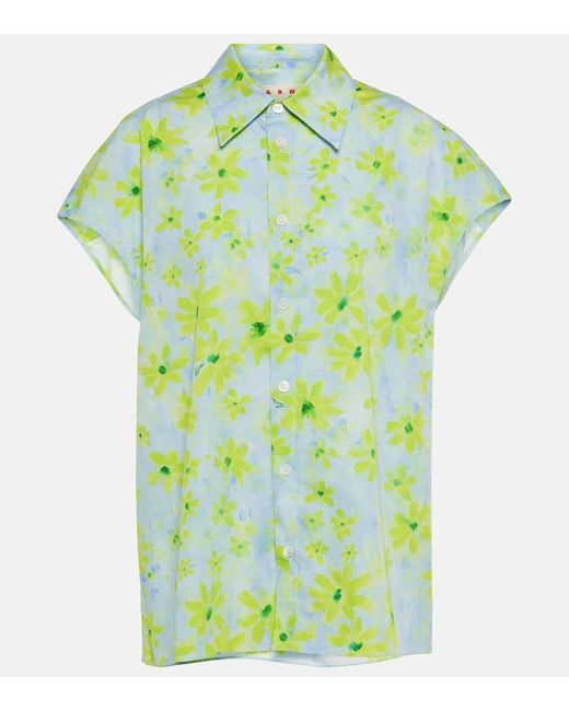 Marni Green Floral Cotton Shirt