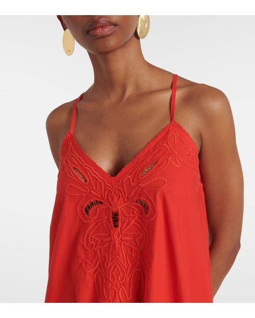 Juliet Dunn Women's Embroidered Cotton Poplin Midi Dress Juliet Dunn Women's Embroidered Cotton Poplin Midi Dress
