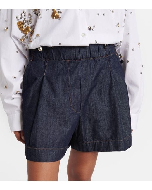 Dries Van Noten Blue High-Rise Jeansshorts