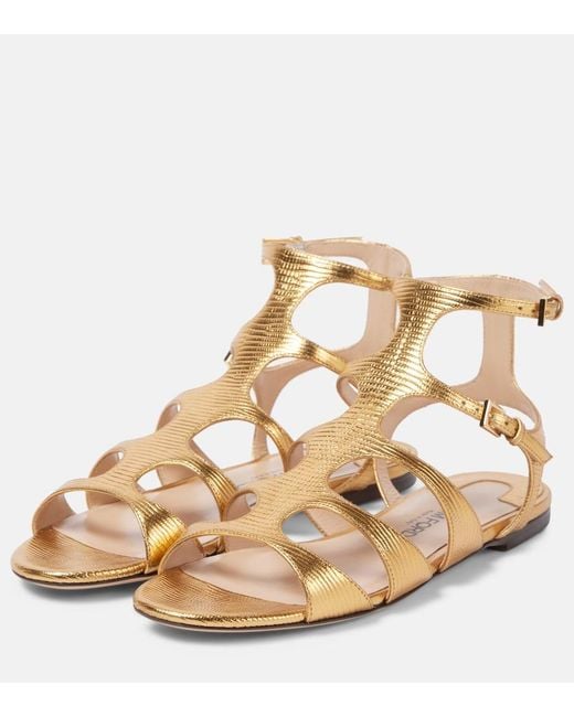 Tom Ford Metallic Paradis Leather Sandals