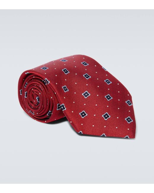 Canali Red Printed Silk Tie for men