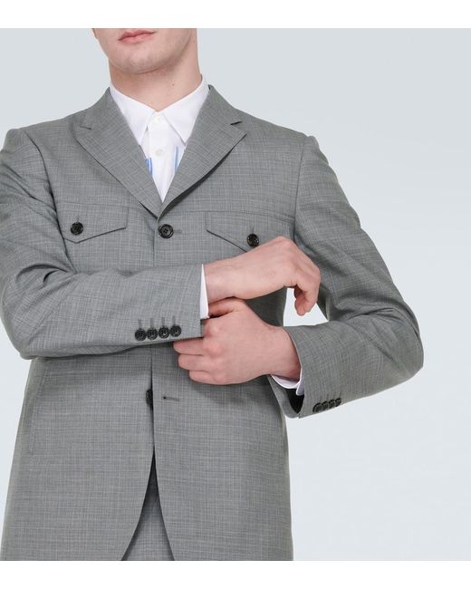 Comme des Garçons Gray Checked Wool Blazer for men