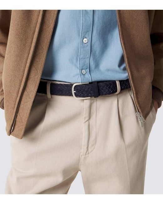 Canali Blue Braided Suede Belt for men