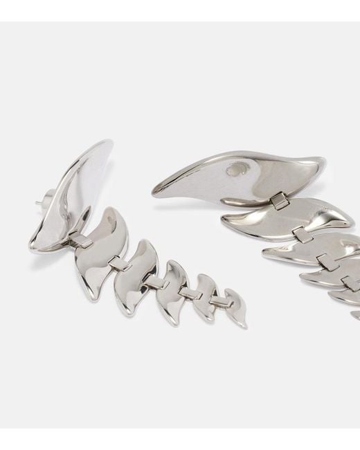 Khaite White Leaf Drop Earrings