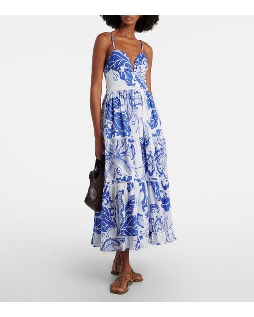 Poupette Blue Milena Printed Cotton Maxi Dress