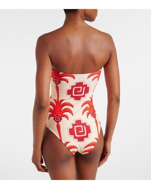 Johanna Ortiz Red Alta Mar Printed Swimsuit