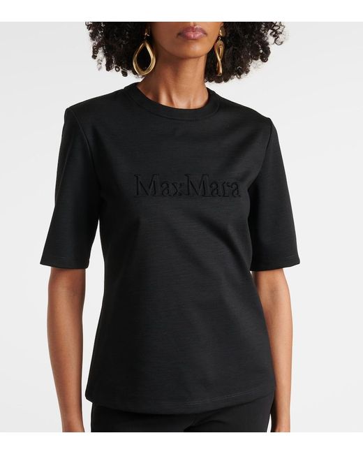 Max Mara Black Peter Embroidered Wool T-Shirt