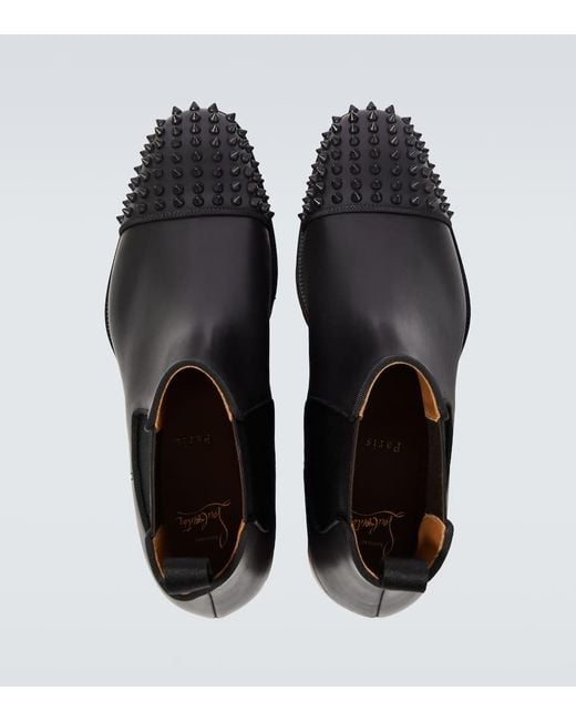 Christian Louboutin Black Melon Spikes Leather Chelsea Boots for men