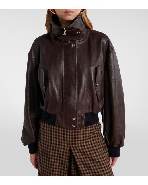 Nour Hammour Brown Bomberjacke Briar Aus Leder