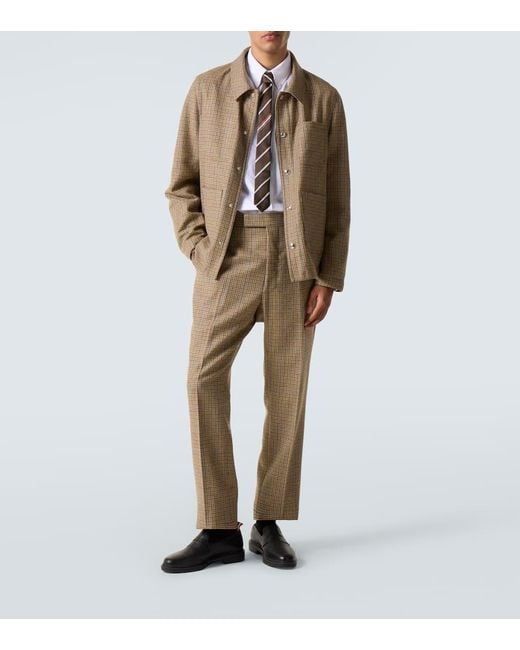 Thom Browne Natural Checked Wool Tweed Overshirt for men
