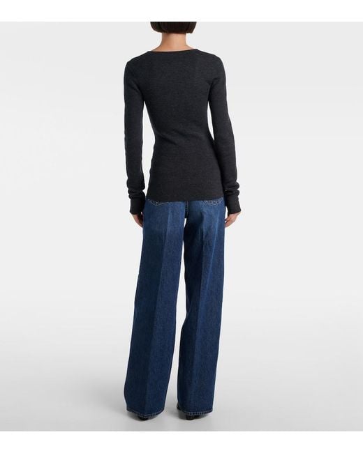 Totême Blue Compact Wool-Blend Sweater