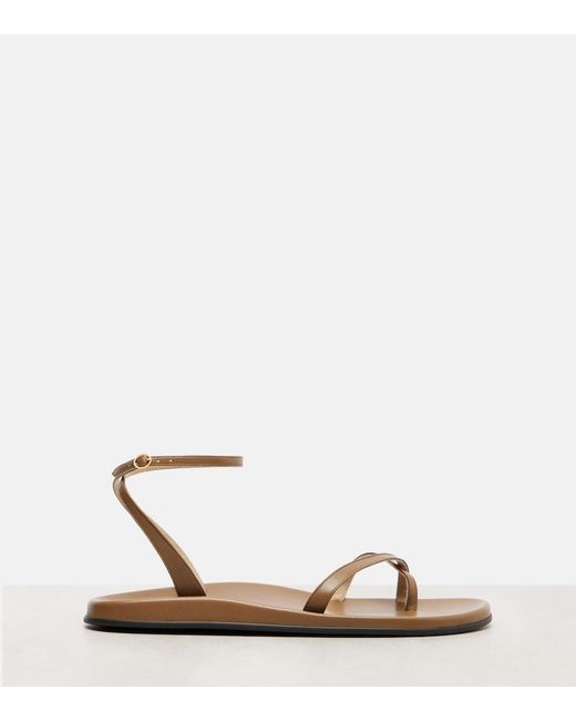 The Row Brown Hugh Leather Sandals