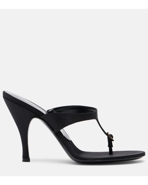 Herbert Levine Black Kiss And Tell Satin Thong Sandals