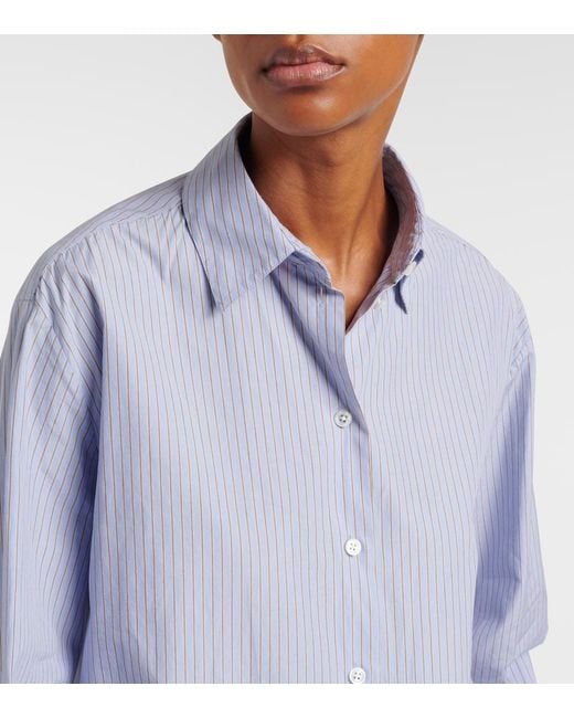 The Row Blue Sisilia Striped Cotton Shirt