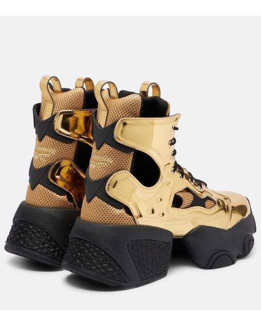 Noir Kei Ninomiya Natural X Reebok Metallic-Effect Cutout Platform Ankle Boots
