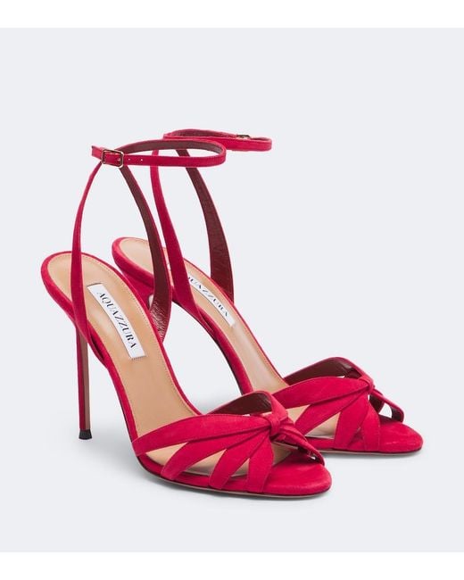 Aquazzura Red Soulmate Suede Sandals