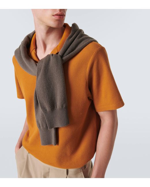 FRAME Orange Cotton Jacquard Polo Shirt for men