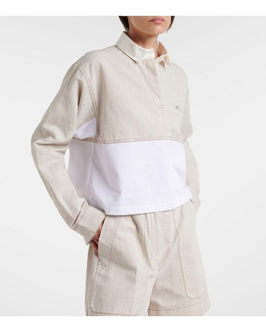 Polo De Chambray De Algodon Y Lino Prada de color White