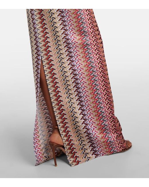 Missoni White Zigzag Lame Maxi Dress