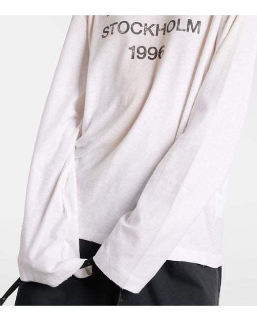 Acne White Long-Sleeve Round-Neck T-Shirt