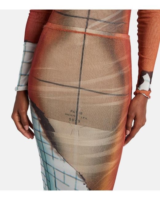 Jean Paul Gaultier Green Fire Tulle Maxi Skirt
