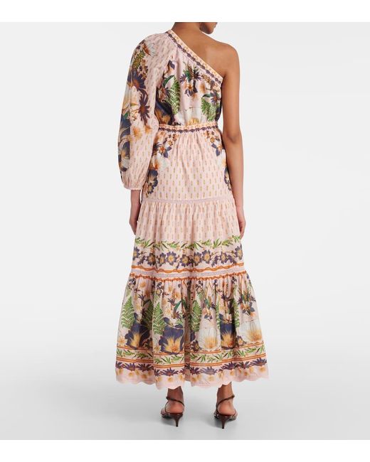 Robe Longue Asymetrique En Coton A Fleurs Farm Rio en coloris Pink