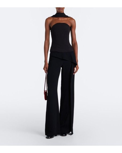 Roland Mouret Black Scarf-Detail Crepe Corset Top