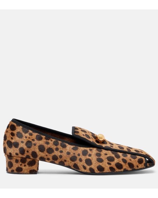 Herbert Levine Brown Showtime Leopard-Print Calf Hair Loafer Pumps