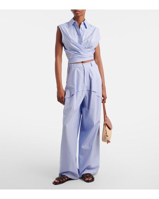 Loewe Blue Paula's Ibiza Striped Cotton Poplin Shirt