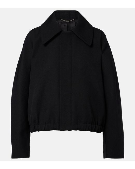 Victoria Beckham Black Arden Virgin Wool Gabardine Blouson Jacket