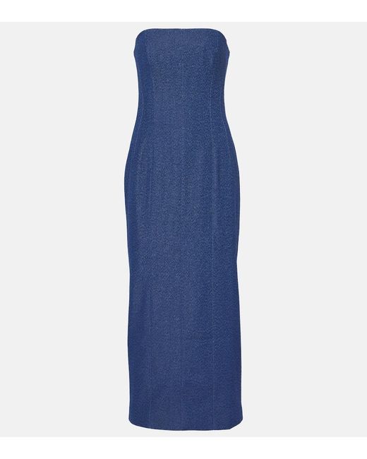 TOVE Blue Alba Strapless Denim Midi Dress