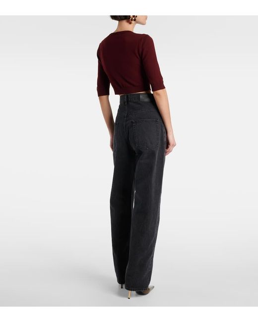 Jean Ample A Taille Haute Saint Laurent en coloris Black