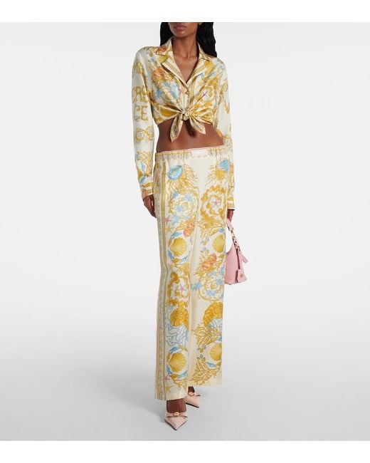 Versace Metallic Short Shirt With "Underwater Barocco" Print