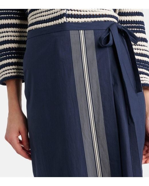 Vince Blue Striped Cotton Wrap Skirt
