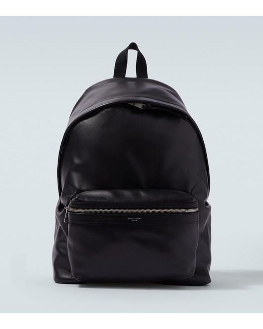 Saint Laurent Black City Leather Backpack for men