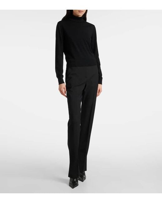 Alexander McQueen Black Scalloped Wool-Blend Sweater