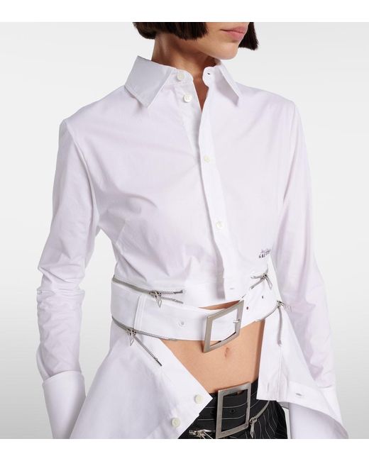 Jean Paul Gaultier White Belted Cotton-Blend Shirt Dress