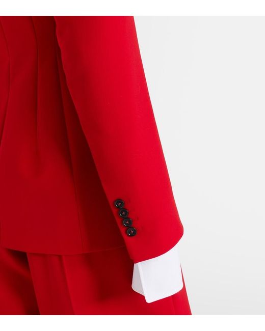 Sportmax Red Double-Breasted Peplum Blazer