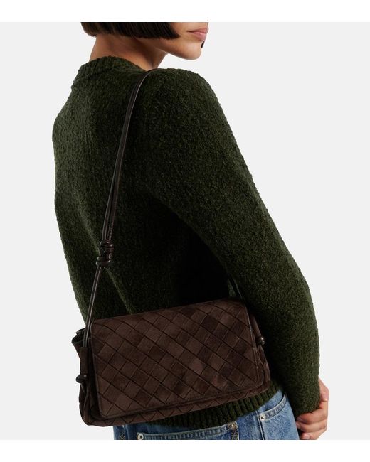 Bottega Veneta Brown Notturno Intrecciato Suede Crossbody Bag