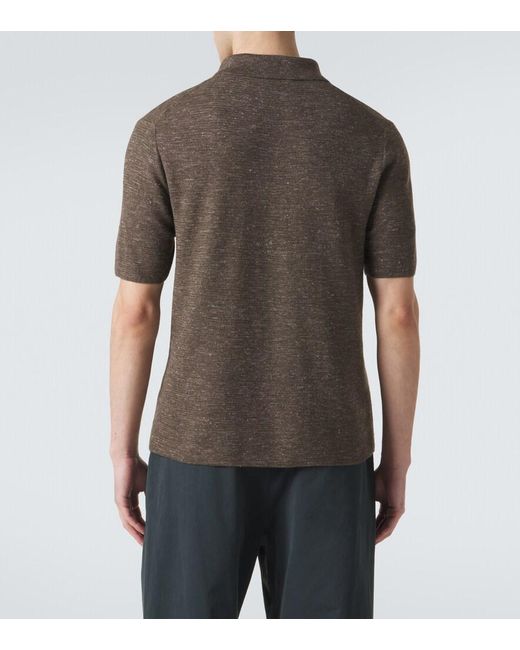 The Row Brown Ravi Silk, Cashmere, And Linen Polo Shirt for men