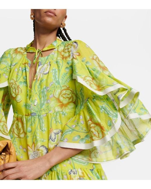 Dorothee Schumacher Green Floral Ramie Maxi Dress