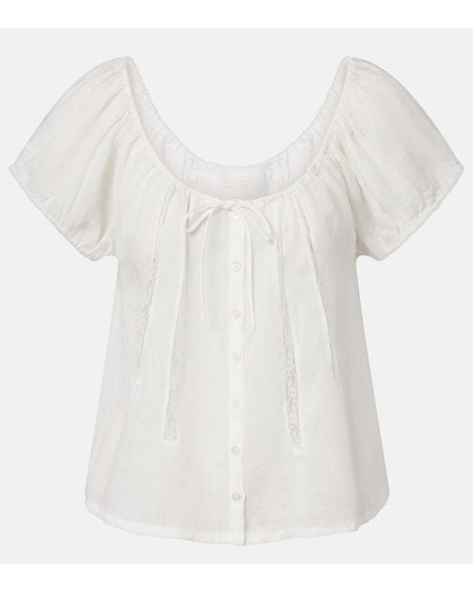 Citizens of Humanity White Tatev Lace-Trimmed Top