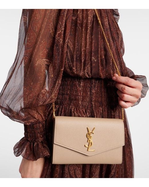 Saint Laurent Natural Uptown Textured-Leather Shoulder Bag